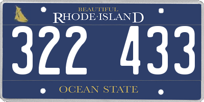 RI license plate 322433