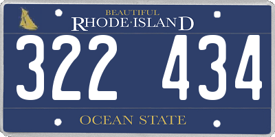 RI license plate 322434