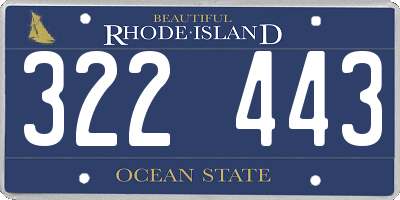 RI license plate 322443