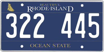RI license plate 322445