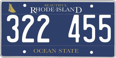 RI license plate 322455