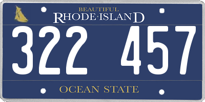 RI license plate 322457