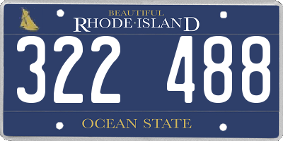 RI license plate 322488