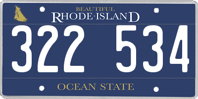 RI license plate 322534