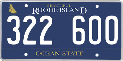 RI license plate 322600