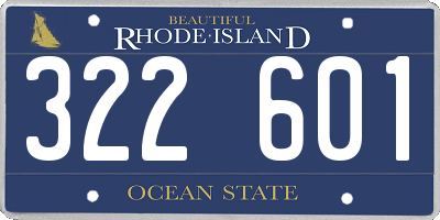 RI license plate 322601