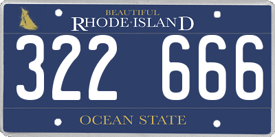 RI license plate 322666