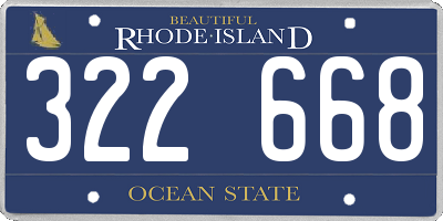 RI license plate 322668
