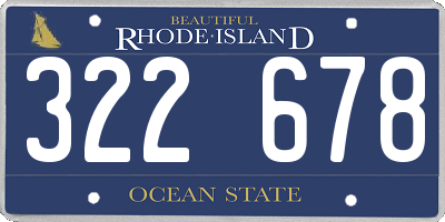RI license plate 322678