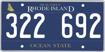 RI license plate 322692