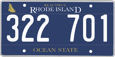 RI license plate 322701