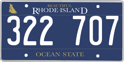 RI license plate 322707