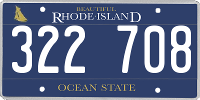 RI license plate 322708