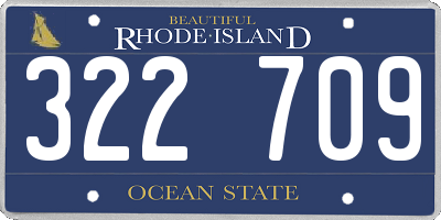 RI license plate 322709