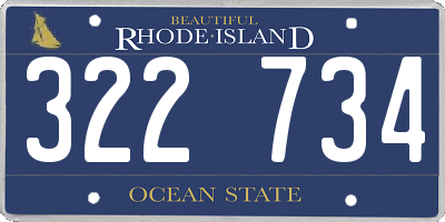 RI license plate 322734