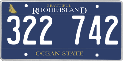RI license plate 322742