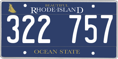 RI license plate 322757