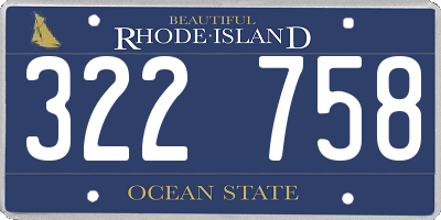 RI license plate 322758