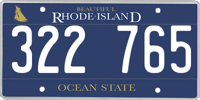RI license plate 322765