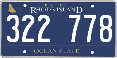 RI license plate 322778