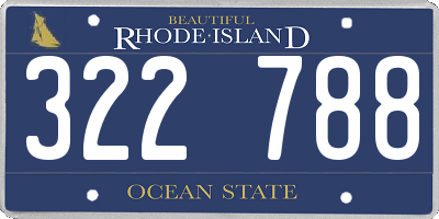 RI license plate 322788