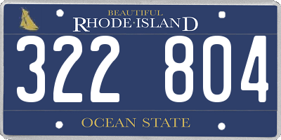RI license plate 322804