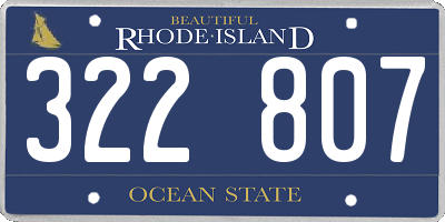 RI license plate 322807