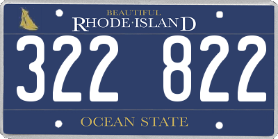 RI license plate 322822