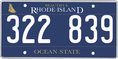 RI license plate 322839