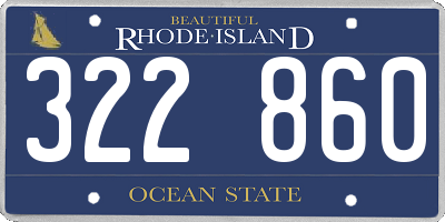 RI license plate 322860