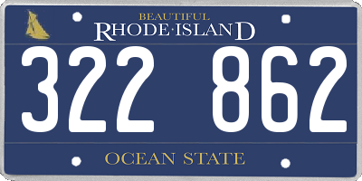 RI license plate 322862