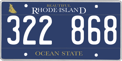 RI license plate 322868
