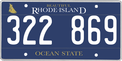 RI license plate 322869