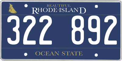 RI license plate 322892