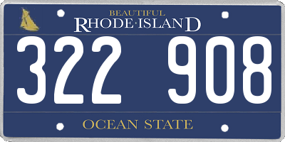 RI license plate 322908