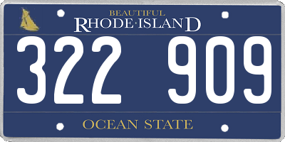 RI license plate 322909