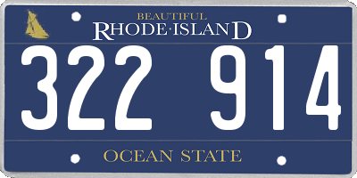 RI license plate 322914