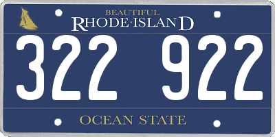 RI license plate 322922
