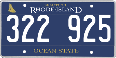 RI license plate 322925
