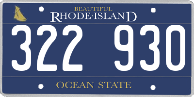RI license plate 322930