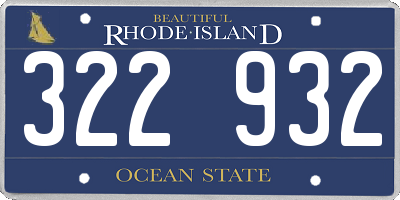 RI license plate 322932