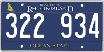 RI license plate 322934