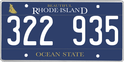 RI license plate 322935