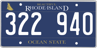 RI license plate 322940