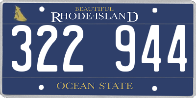 RI license plate 322944