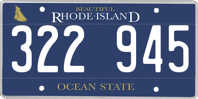 RI license plate 322945