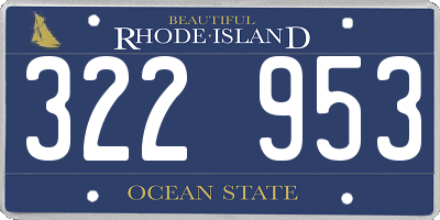 RI license plate 322953
