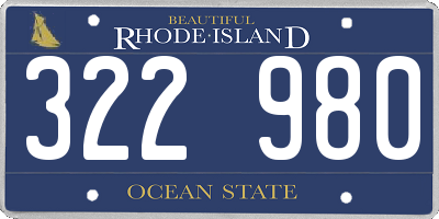 RI license plate 322980