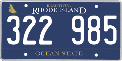 RI license plate 322985