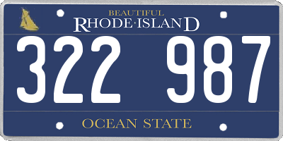 RI license plate 322987